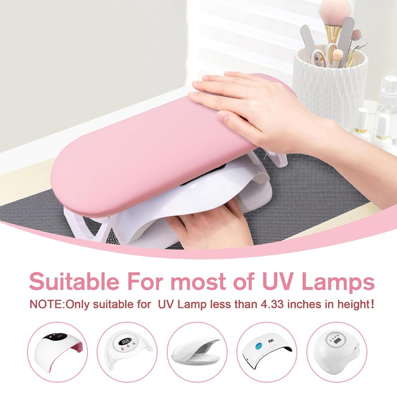 Subay Nail Arm Rest, Foldable PU Leather Manicure Hand Rest for Acrylic Nails Cushion Hand Holder, Nail Arm Rest Pillow Nail Art Tool for Nails Tech Manicure Pedicure Salon Home Use - Pink - Image 3